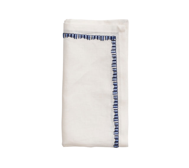 Filament Napkin in White & Navy by Kim Seybert at Fig Linens and Home