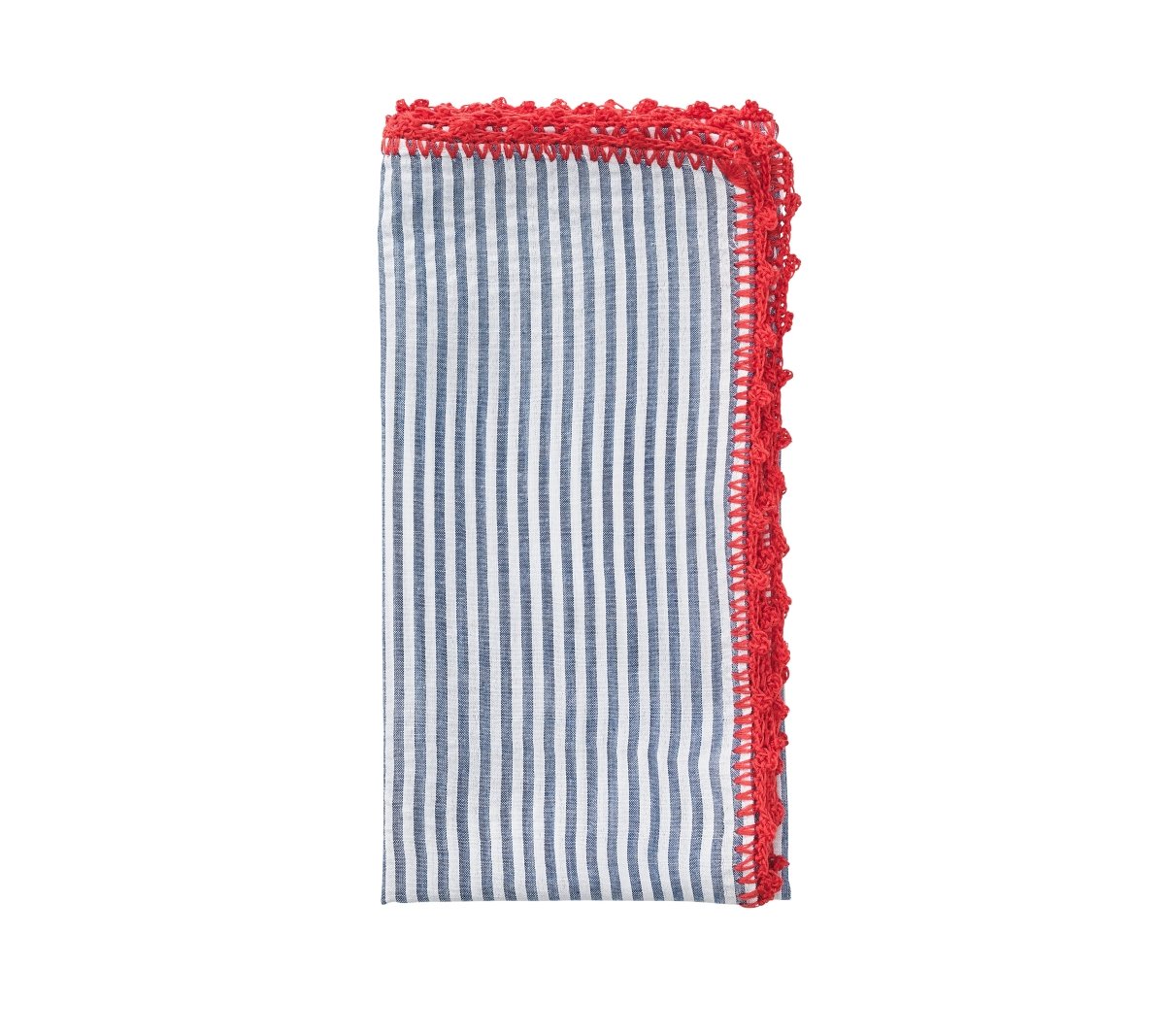 Seersucker Napkin in Navy & Red by Kim Seybert at Fig Linens and Home