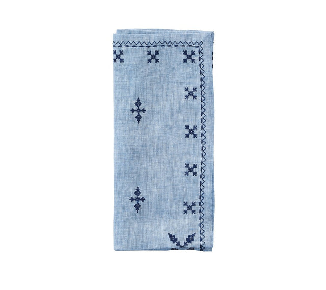 Fez Napkin in Periwinkle & Navy by Kim Seybert at Fig Linens and Home