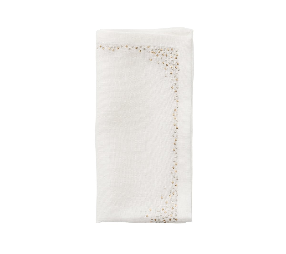 Pin Dot Napkin in White, Gold & Silver by Kim Seybert at Fig Linens and Home