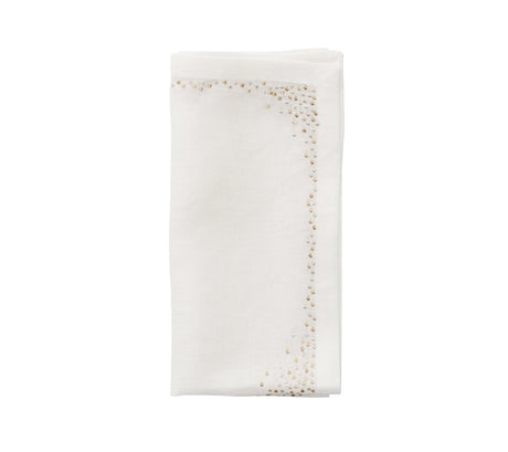 Pin Dot Napkin in White, Gold & Silver by Kim Seybert at Fig Linens and Home