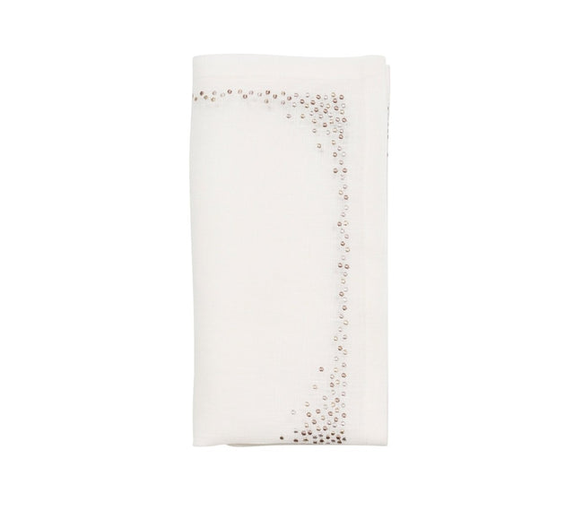 Pin Dot Napkin in White, Natural & Gray by Kim Seybert at Fig Linens and Home