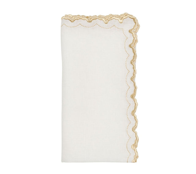 Arches Napkin in White & Gold by Kim Seybert at Fig Linens and Home