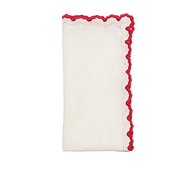 Arches Napkin in White, Red & Gold by Kim Seybert at Fig Linens and Home