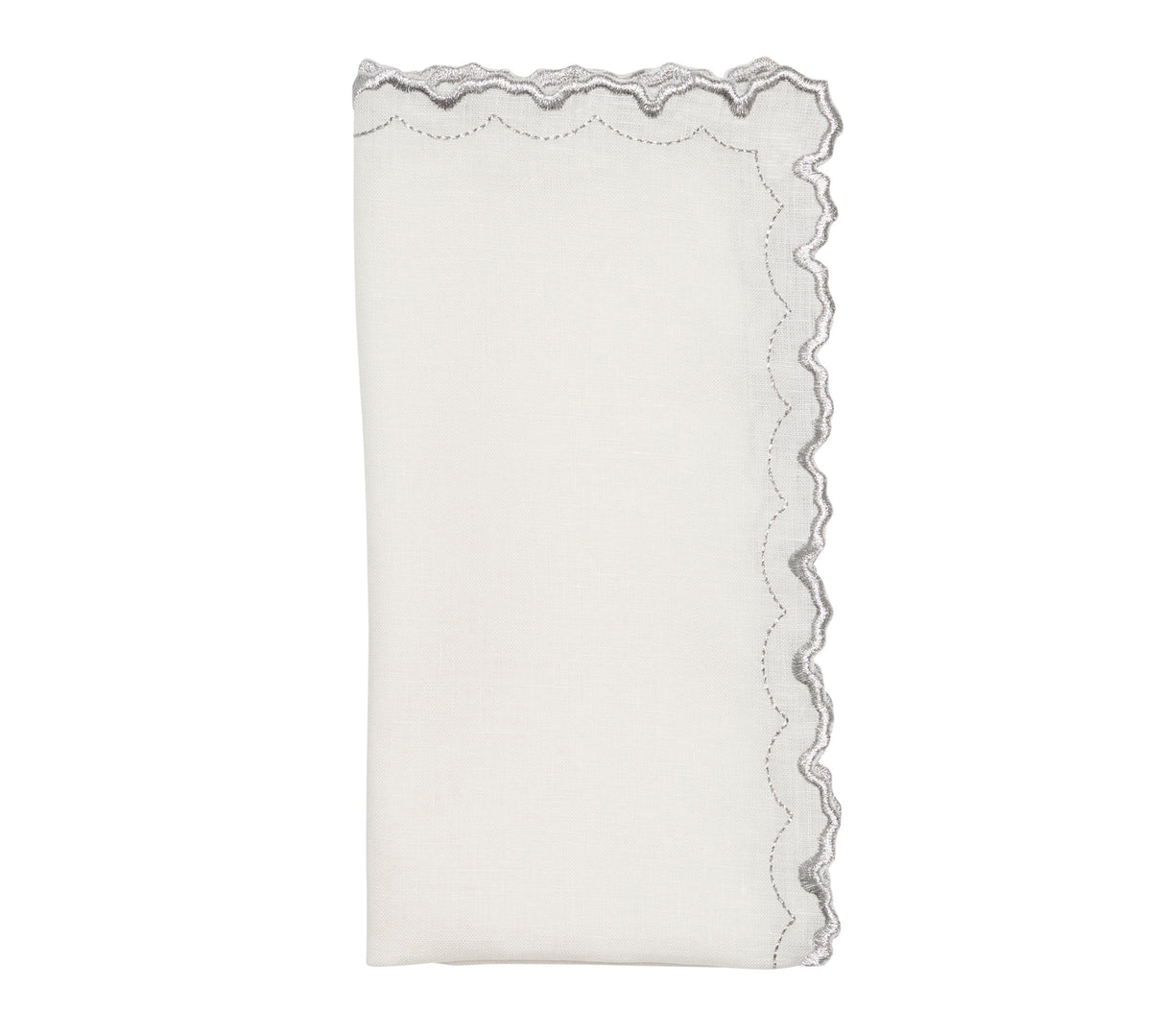 Arches Napkin in White & Silver by Kim Seybert at Fig Linens and Home