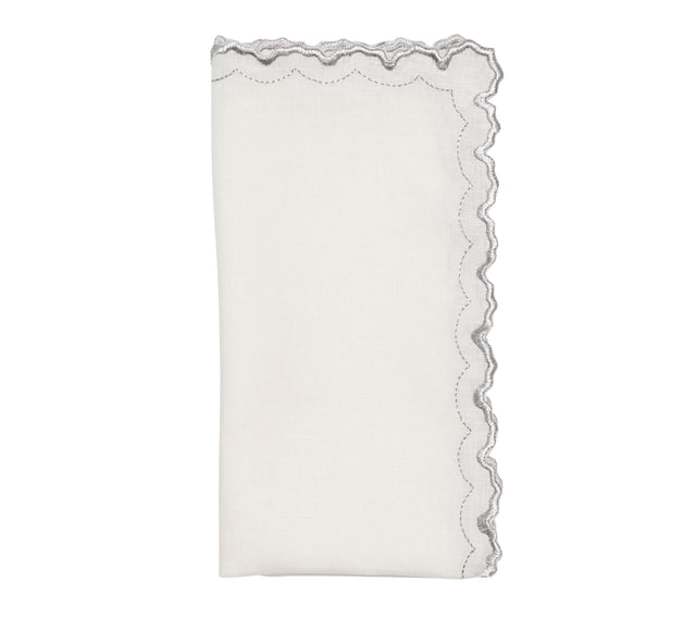 Arches Napkin in White & Silver by Kim Seybert at Fig Linens and Home