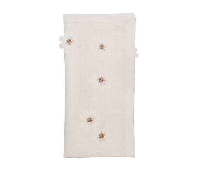 Florette Napkin in White & Natural by Kim Seybert at Fig Linens and Home