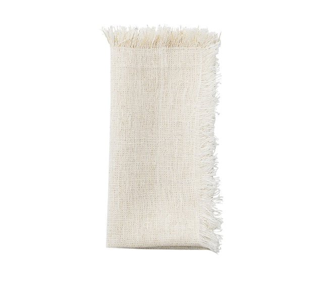 Fringe Napkin in White & Gold by Kim Seybert at Fig Linens and Home