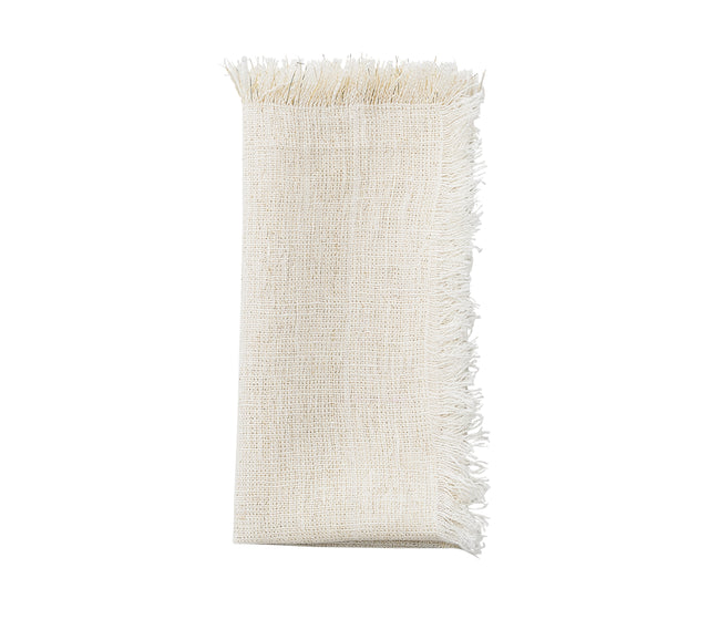 Fringe Napkin in White & Gold by Kim Seybert at Fig Linens and Home