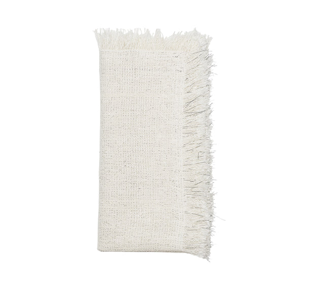 Fringe Napkin in White & Silver by Kim Seybert at Fig Linens and Home