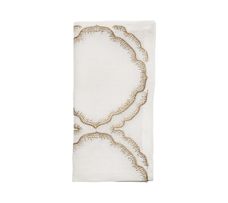 Daydream Napkin in White, Gold & Silver by Kim Seybert at Fig Linens and Home