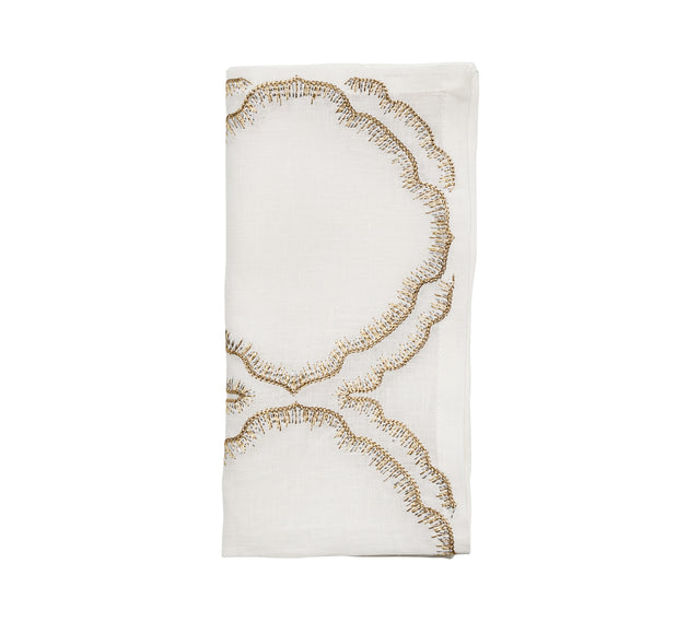 Daydream Napkin in White, Gold & Silver by Kim Seybert at Fig Linens and Home