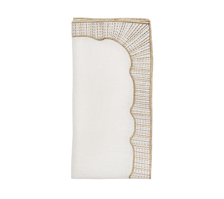 Frame Napkin in White, Gold & Silver by Kim Seybert at Fig Linens and Home