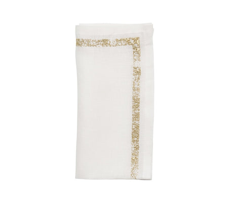 Impression Napkin in White & Gold by Kim Seybert at Fig Linens and Home