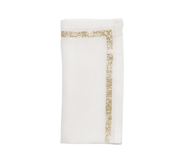 Impression Napkin in White & Gold by Kim Seybert at Fig Linens and Home