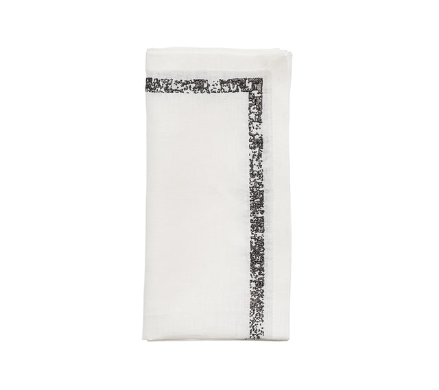 Impression Napkin in White & Gunmetal by Kim Seybert at Fig Linens and Home