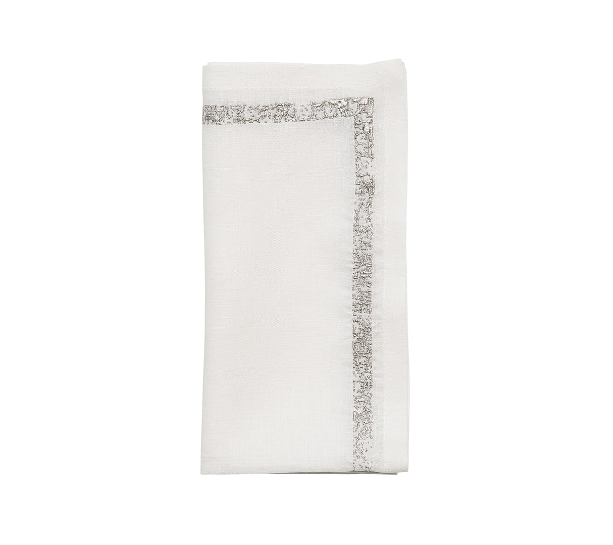 Impression Napkin in White & Silver by Kim Seybert at Fig Linens and Home