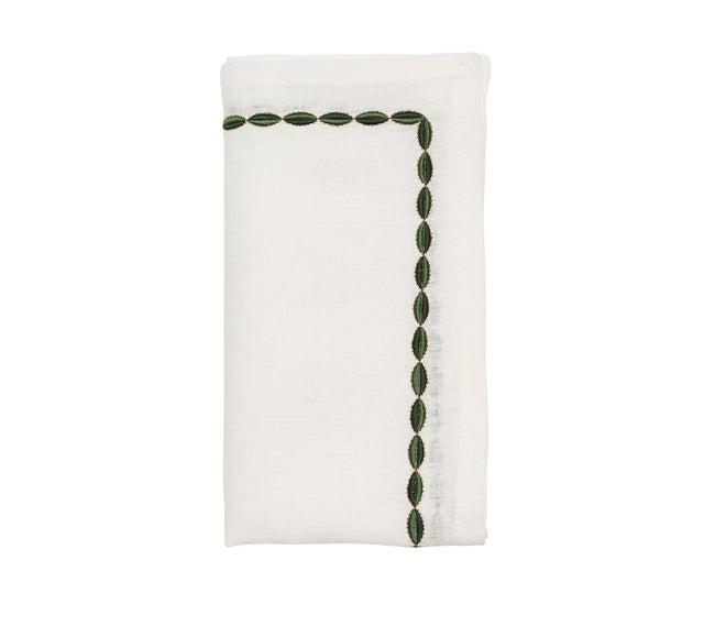 Swag Napkin in White, Green & Gold by Kim Seybert at Fig Linens and Home