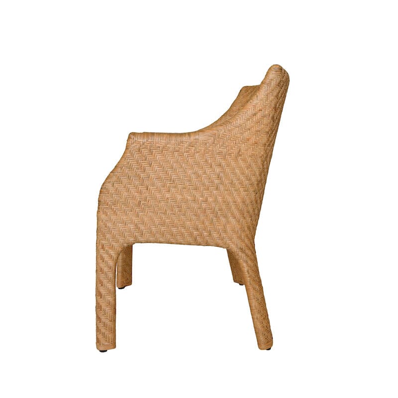 Noelle Basketweave Rattan Dining Chair | Worlds Away Furniture - Side View