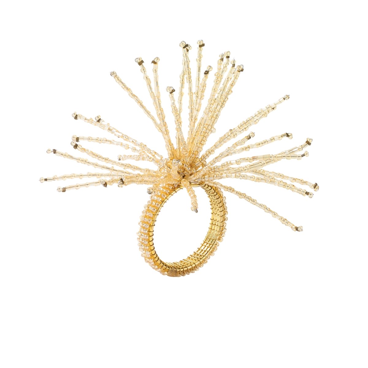 Spider Bead Burst Napkin Ring in Champagne by Kim Seybert at Fig Linens and Home