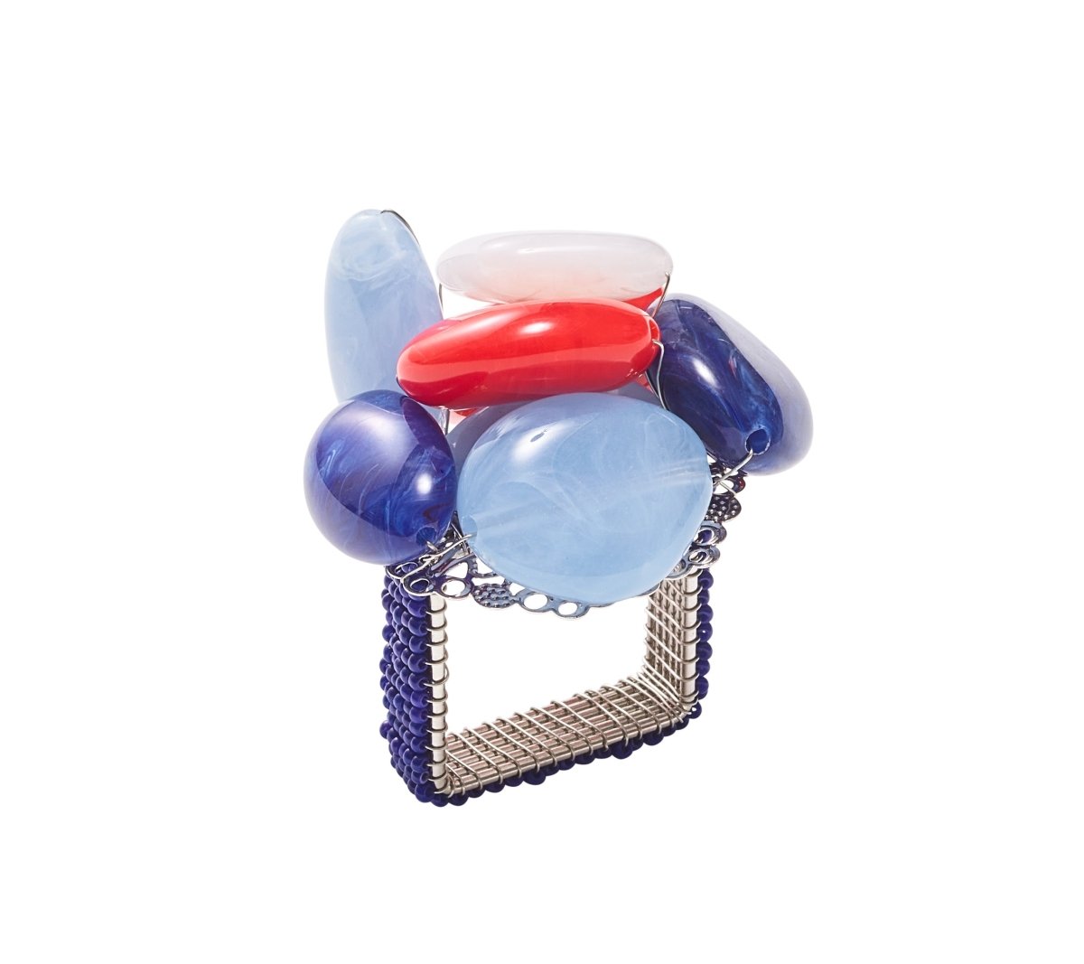 Sea Stone Napkin Ring in Red, White & Blue by Kim Seybert at Fig Linens and Home