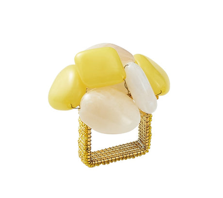 Sea Stone Napkin Ring in Yellow by Kim Seybert at Fig Linens and Home