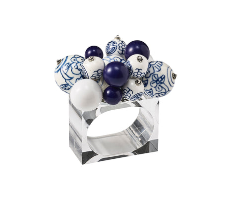 Cloud Napkin Ring in White & Blue by Kim Seybert at Fig Linens and Home