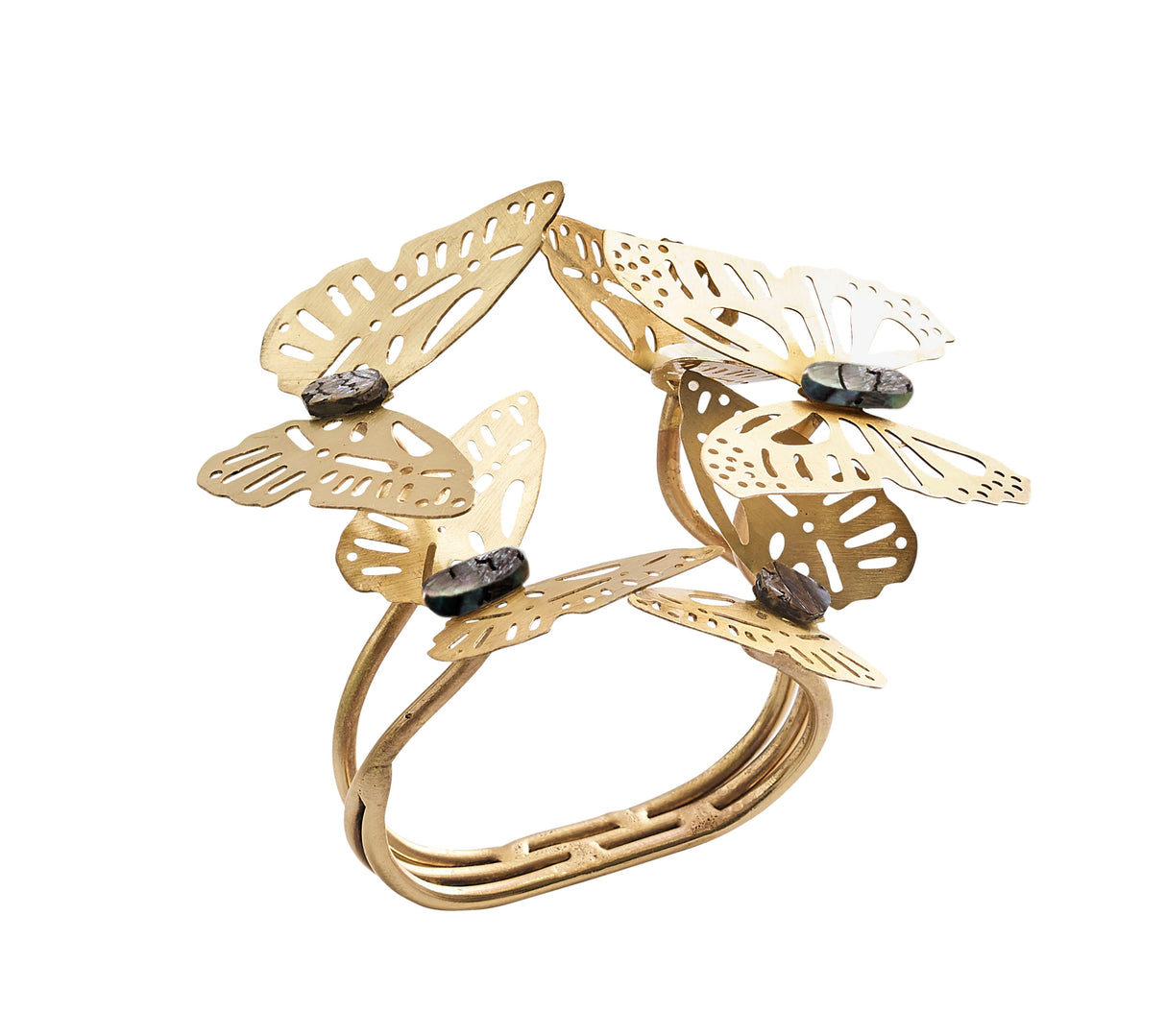 Butterfly Garden Napkin Ring in Gold & Silver by Kim Seybert at Fig Linens and Home