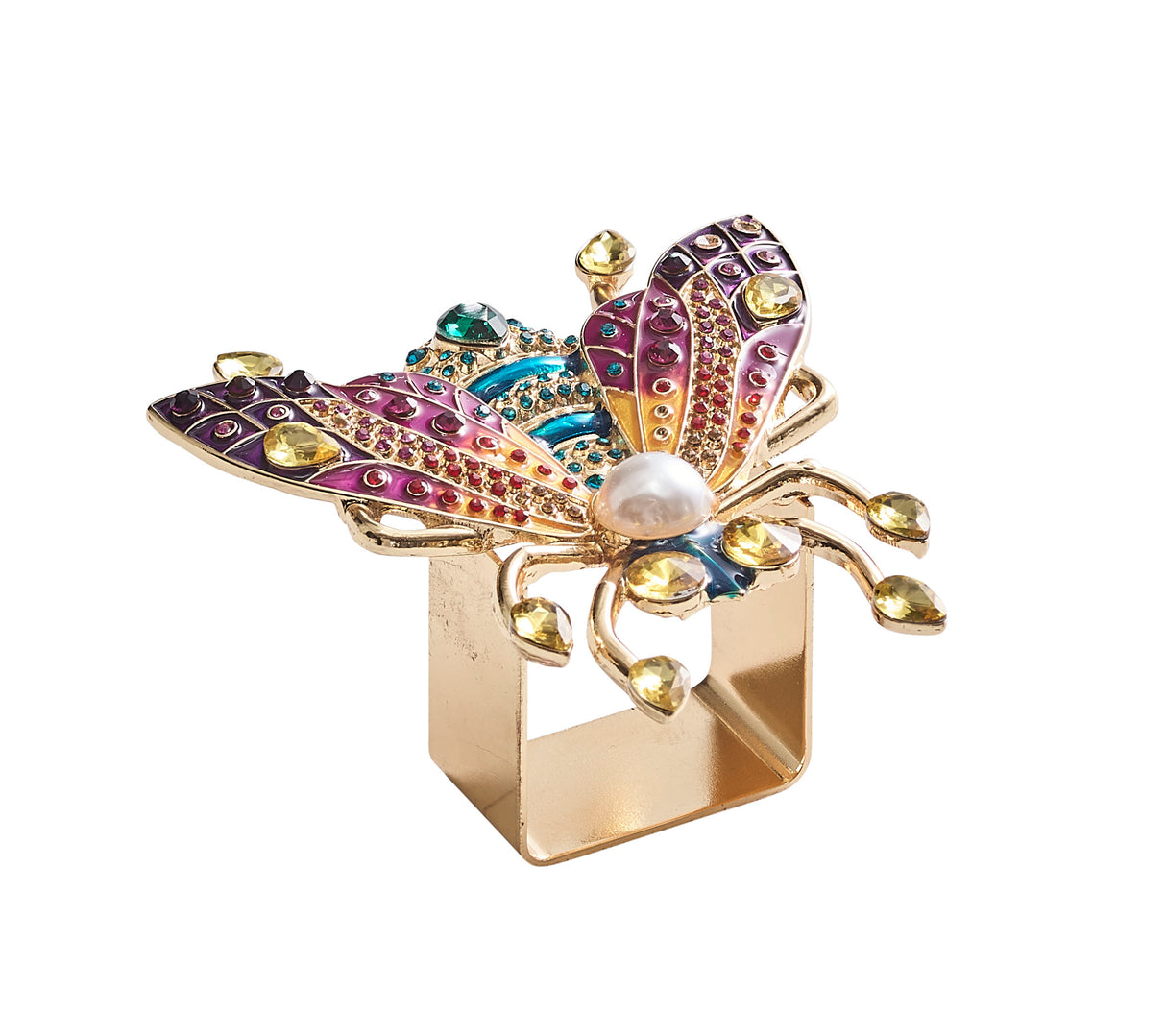 Glam Fly Napkin Ring in Multi, Set of 4 in a Gift Box by Kim Seybert at Fig Linens and Home