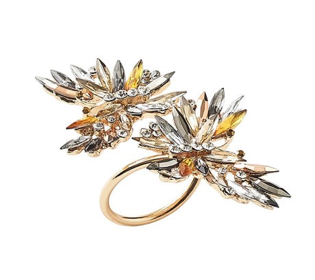 Butterflies Napkin Ring in Champagne & Crystal, Set of 4 in a Gift Box by Kim Seybert at Fig Linens and Home