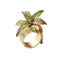 Palm Coast Napkin Ring in Green & Gold, Set of 4 in a Gift Box by Kim Seybert at Fig Linens and Home