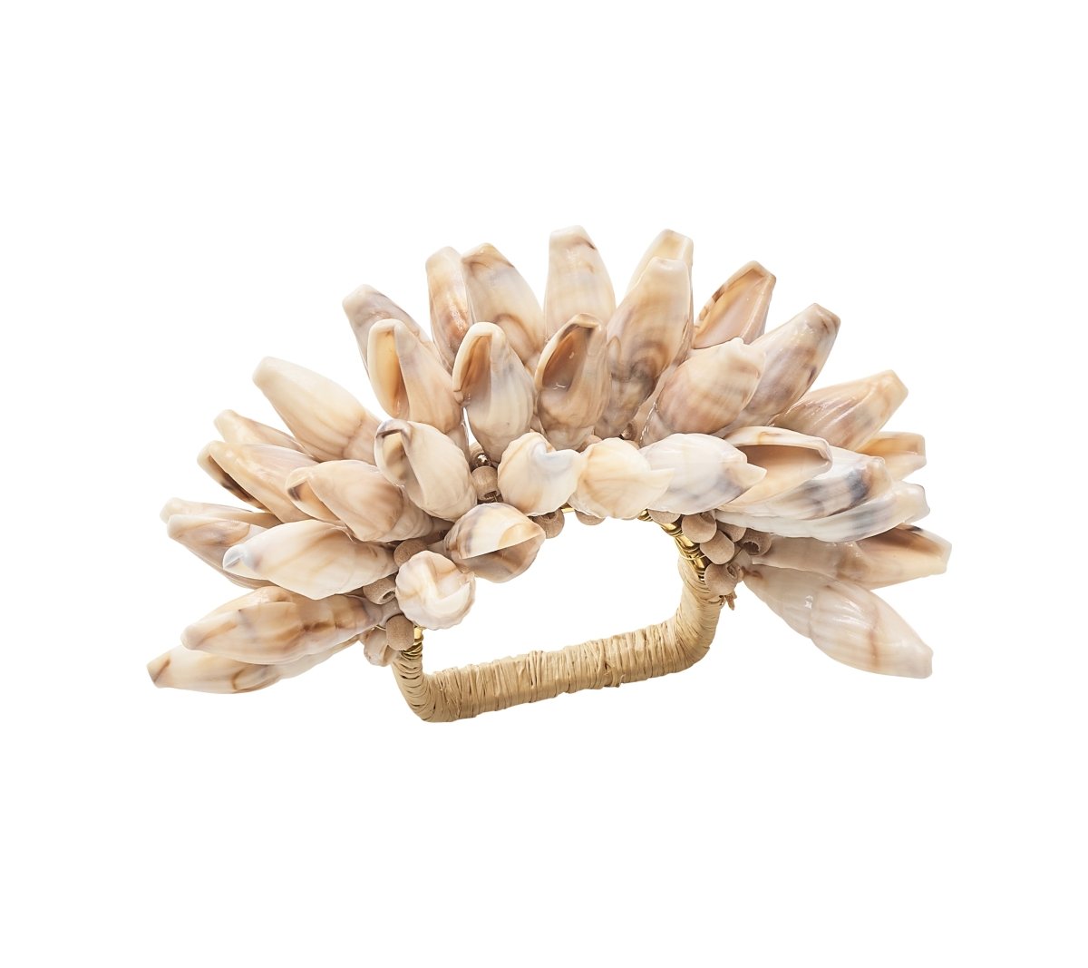 Shell Fringe Napkin Ring in Ivory & Brown by Kim Seybert at Fig Linens and Home