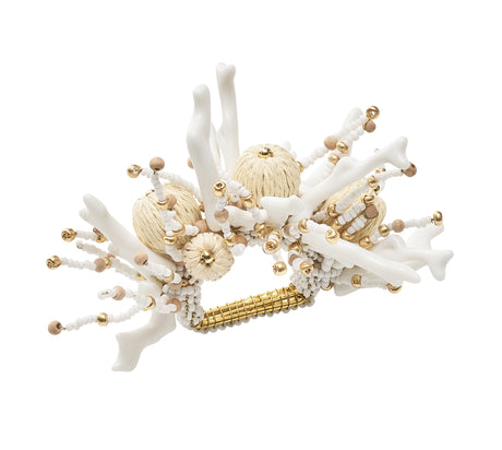 Coral Spray Napkin Ring in White & Natural by Kim Seybert at Fig Linens and Home