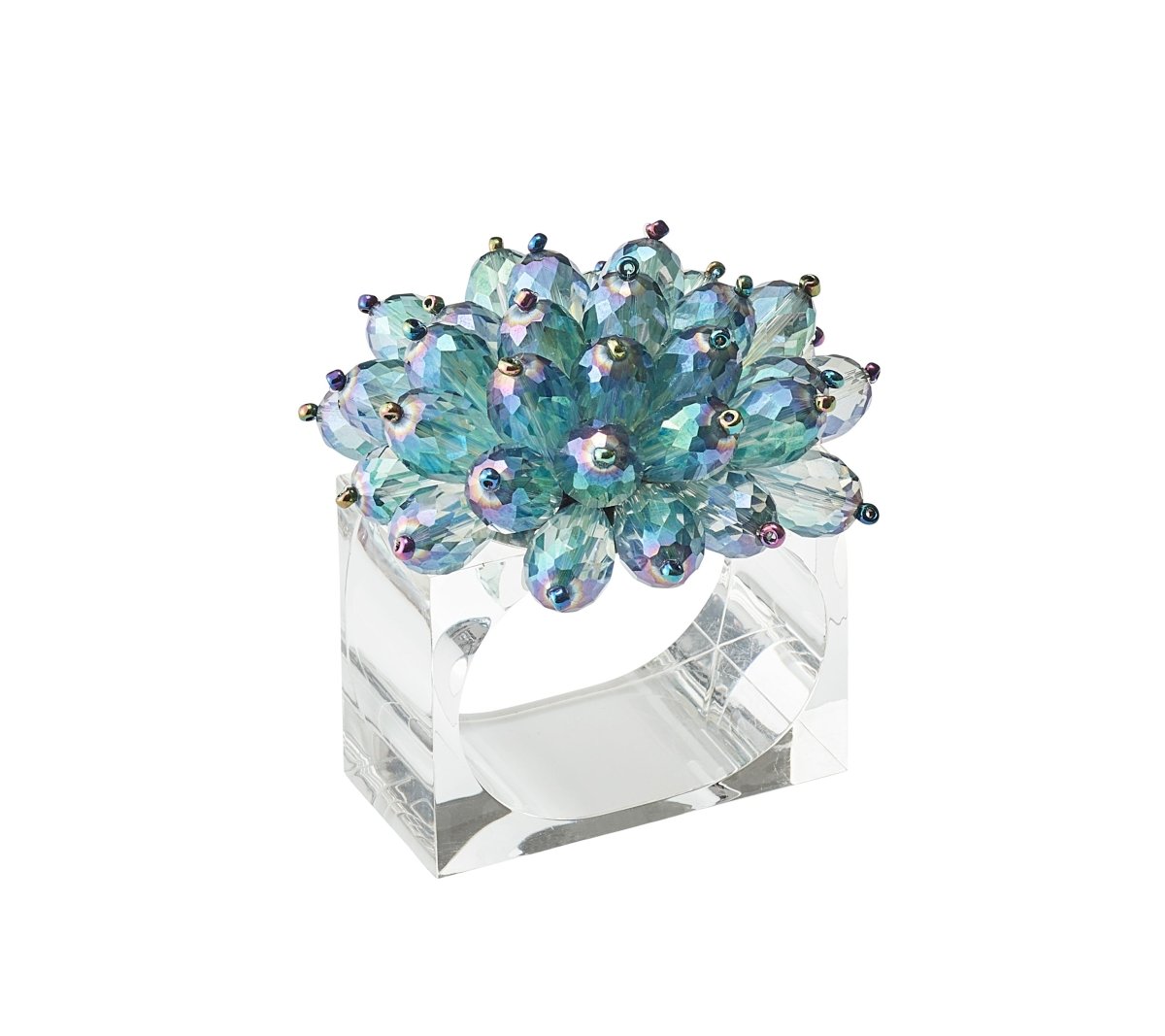 Zinnia Napkin Ring in Blue & Green by Kim Seybert at Fig Linens and Home