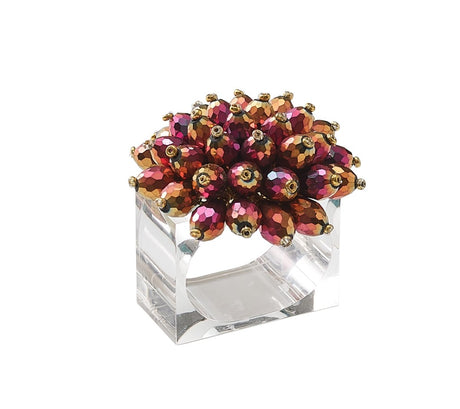 Zinnia Napkin Ring in Plum & Gold by Kim Seybert at Fig Linens and Home