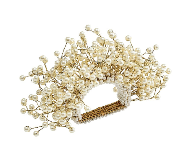 Spray Napkin Ring in Pearl by Kim Seybert at Fig Linens and Home