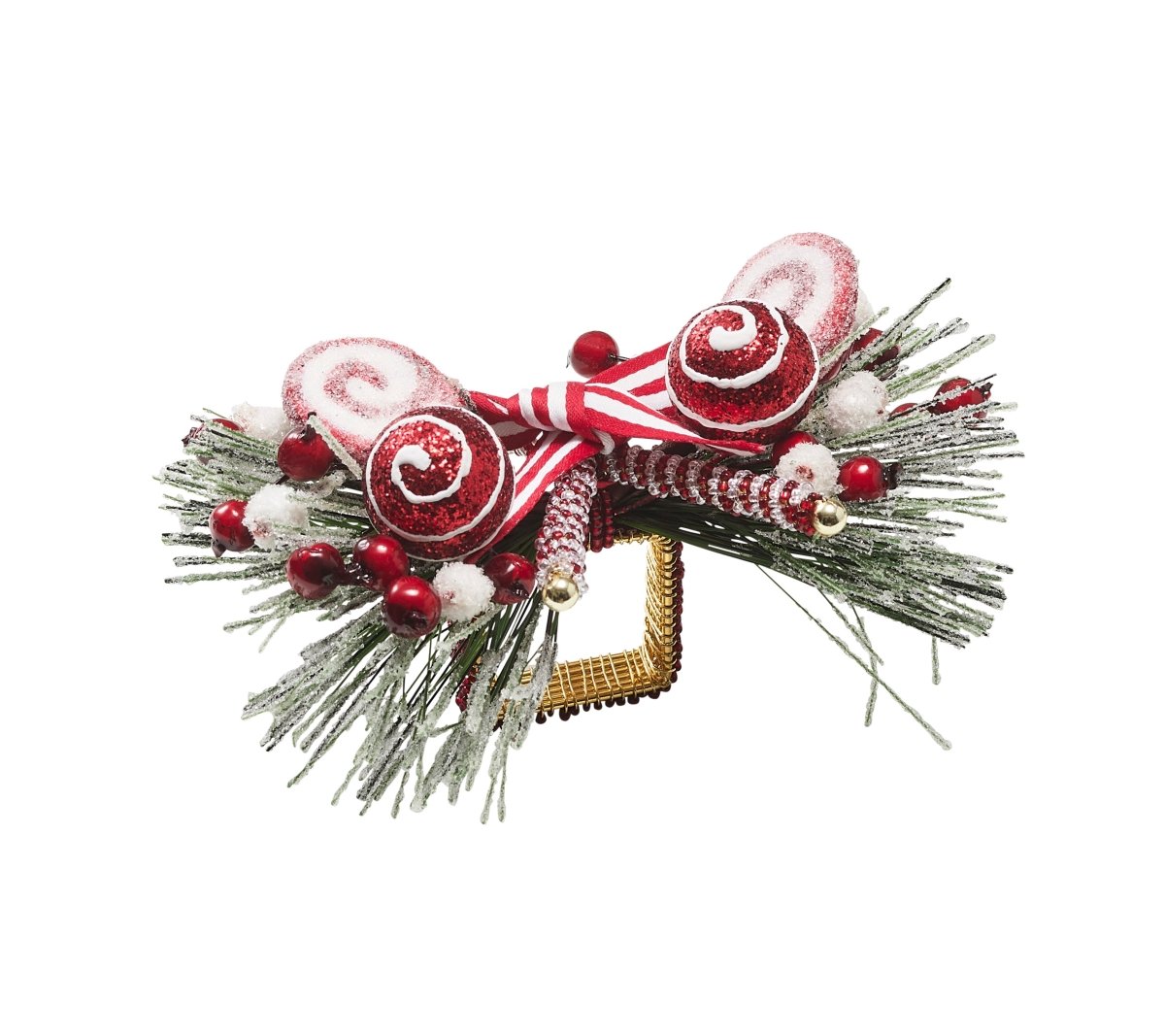 Holiday Twist Napkin Ring in White, Red & Green by Kim Seybert at Fig Linens and Home