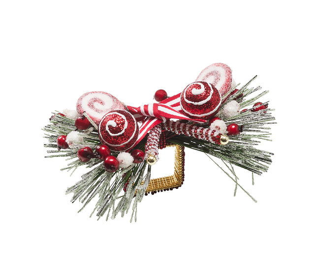 Holiday Twist Napkin Ring in White, Red & Green by Kim Seybert at Fig Linens and Home