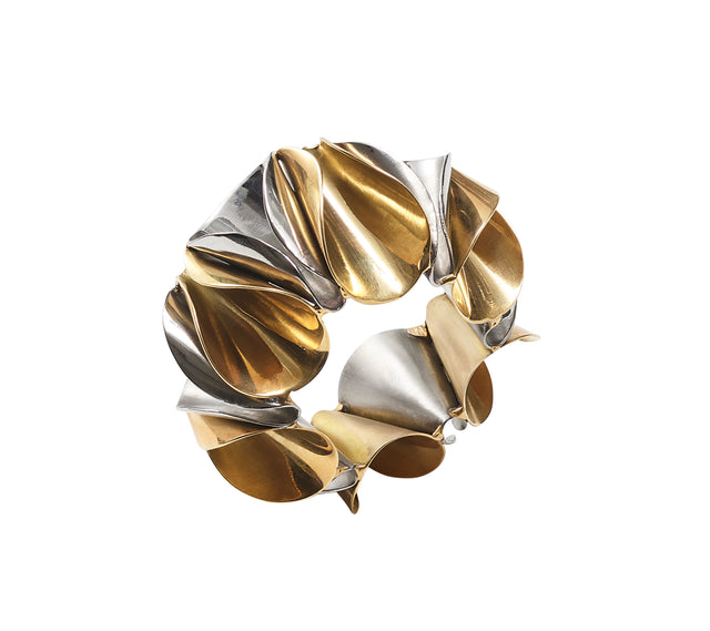 Enigma Napkin Ring in Gold & Silver by Kim Seybert at Fig Linens and Home