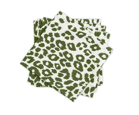 Napkins - Iconic Leopard Green - Matouk Schumacher at Fig Linens