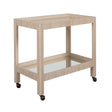 Otis Cerused Oak Bar Cart | Worlds Away Fluted Cerused Oak Furniture - Side View