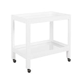 Worlds Away Bar Cart - Otis White Fluted Rolling Bar Cart