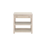 Worlds Away Garbo Cerused Oak Side Table - Front View showing Drawers and Shelves