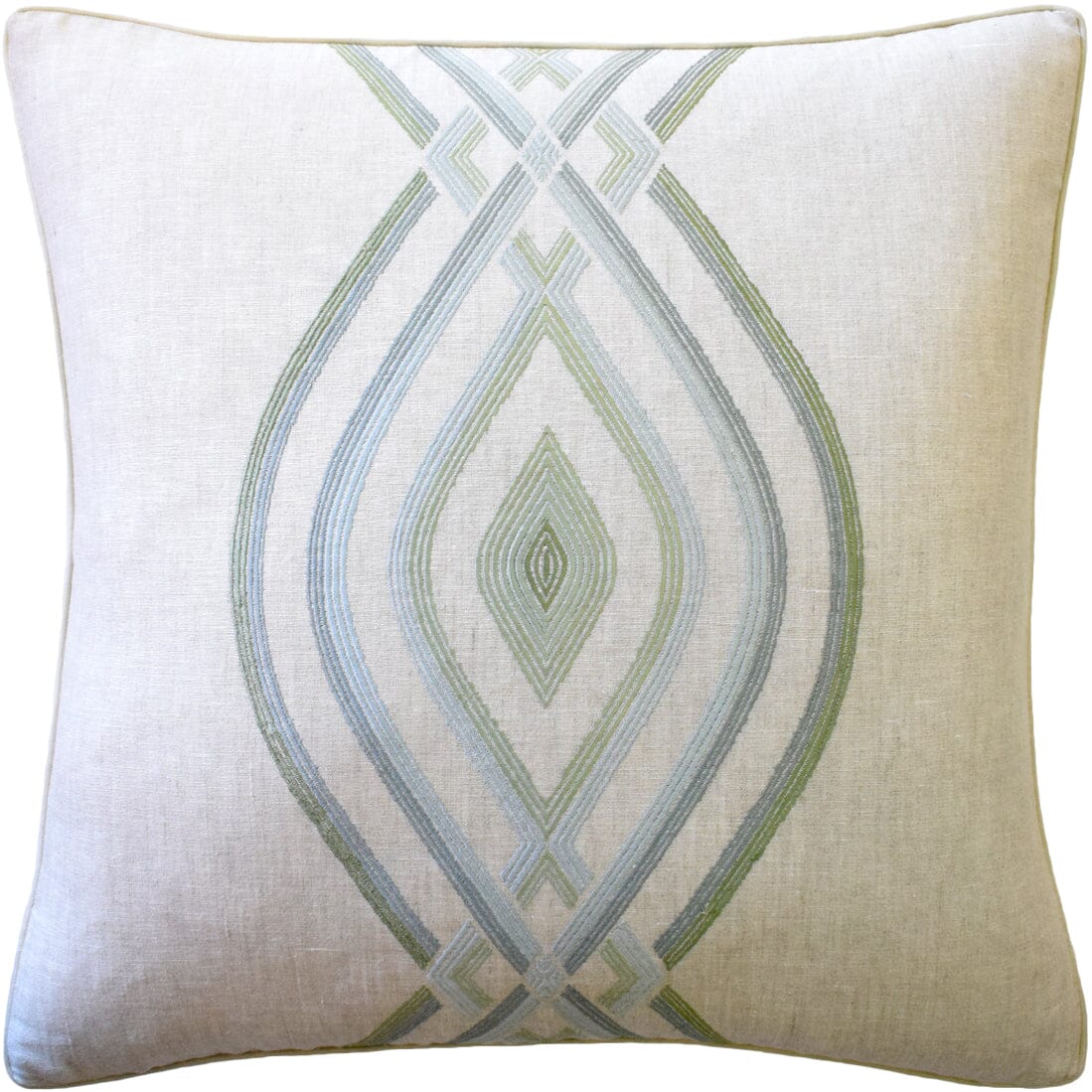 Cream, Blue, Sage Embroidered Throw Pillow Cover Soft Decorative