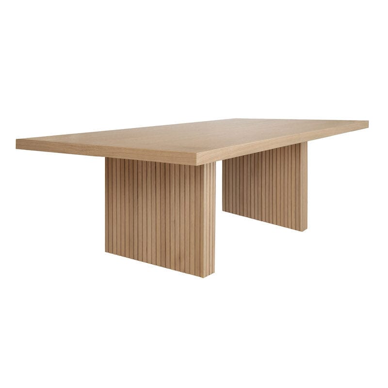 Patterson Natural Oak Plank Style Slatted Dining Table by Worlds Away - Angle View - Dinner Table