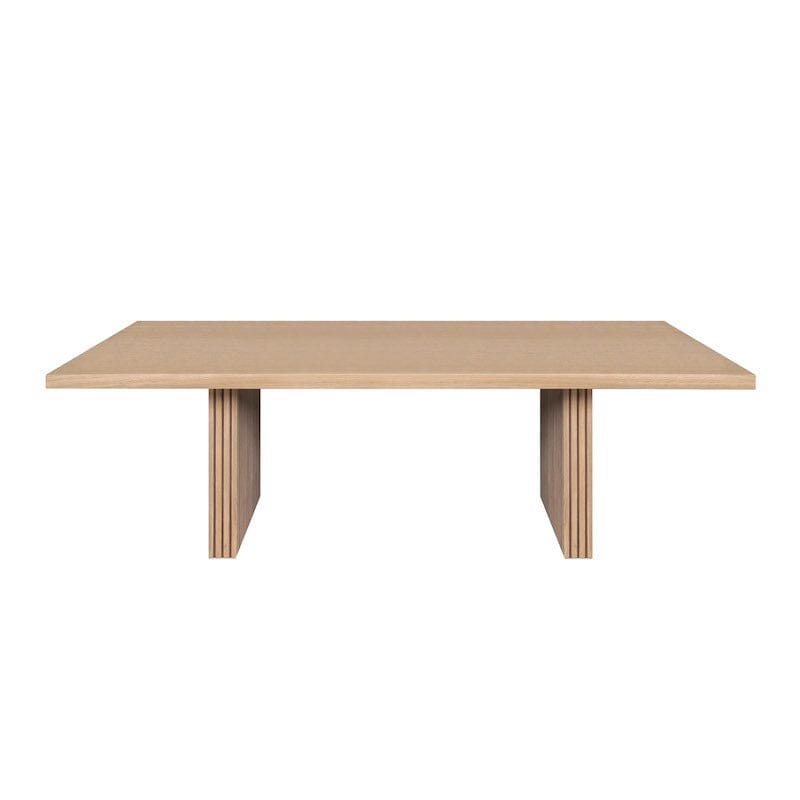 Patterson Natural Oak Plank Style Slatted Dining Table by Worlds Away - Front View - Dinner Table