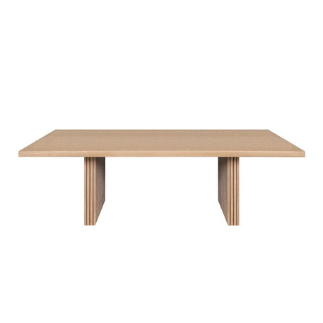 Patterson Natural Oak Plank Style Slatted Dining Table by Worlds Away - Front View - Dinner Table