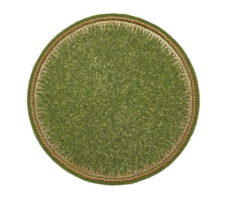 Enamor Placemat in Green & Gold by Kim Seybert at Fig Linens and Home