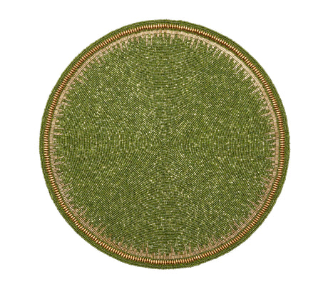 Enamor Placemat in Green & Gold by Kim Seybert at Fig Linens and Home