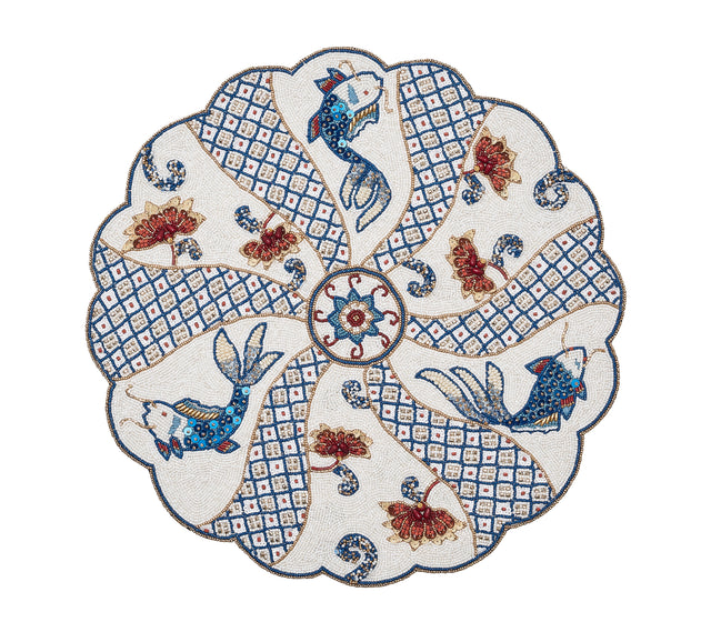 Orient Placemat in White & Multi by Kim Seybert at Fig Linens and Home